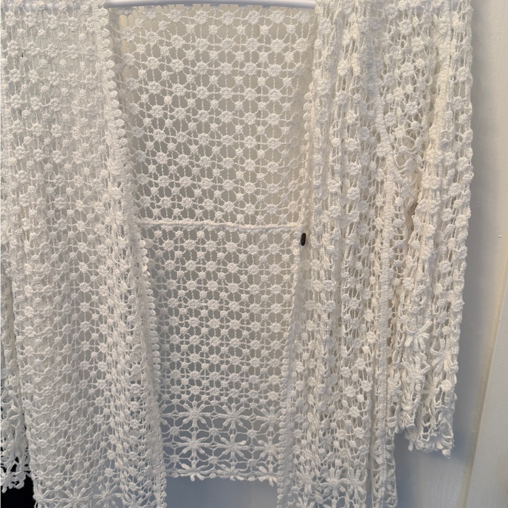 Elegant White Crochet Women's Sweater